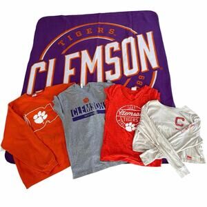 Clemson 1 blanket, 1 large sweater, 2 small T-shirts and 1 Nike crop top small